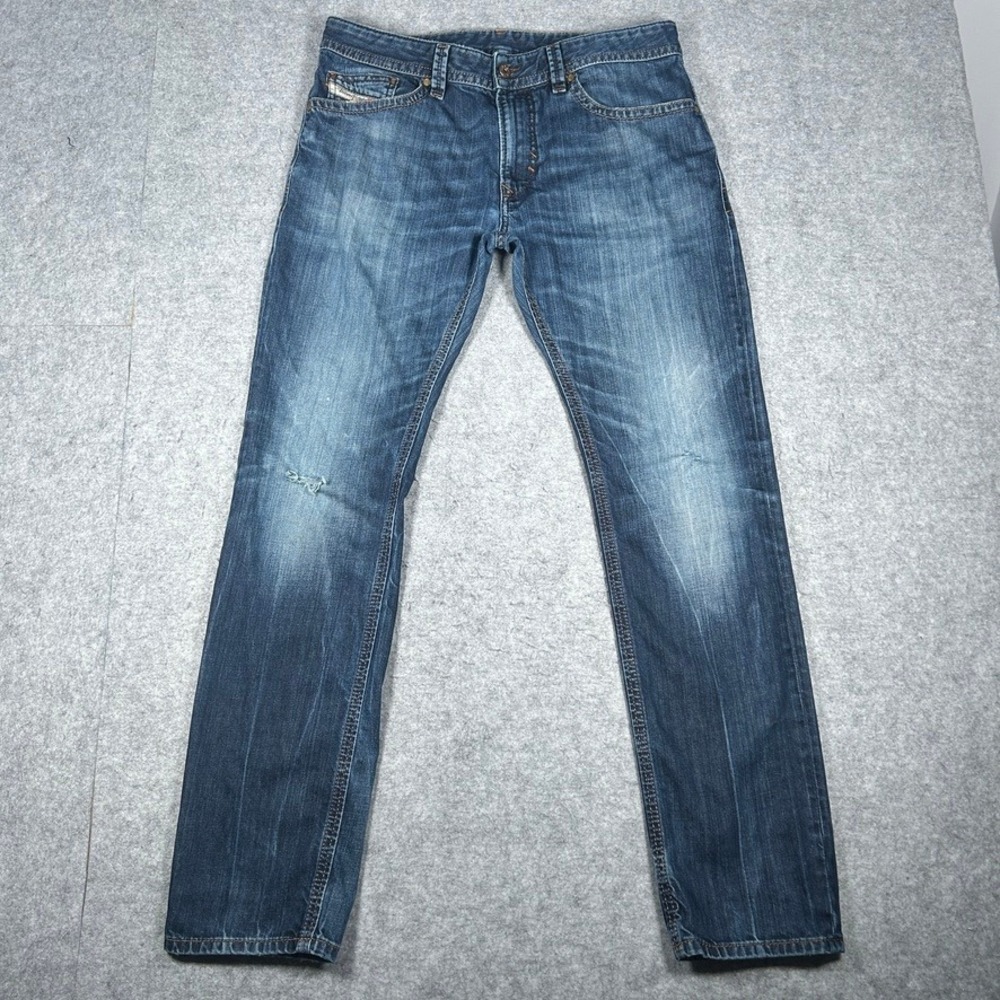 Diesel denim jeans Mens W34 L32 Blue Thavar Slim-Skinny Distressed Y2K Designer